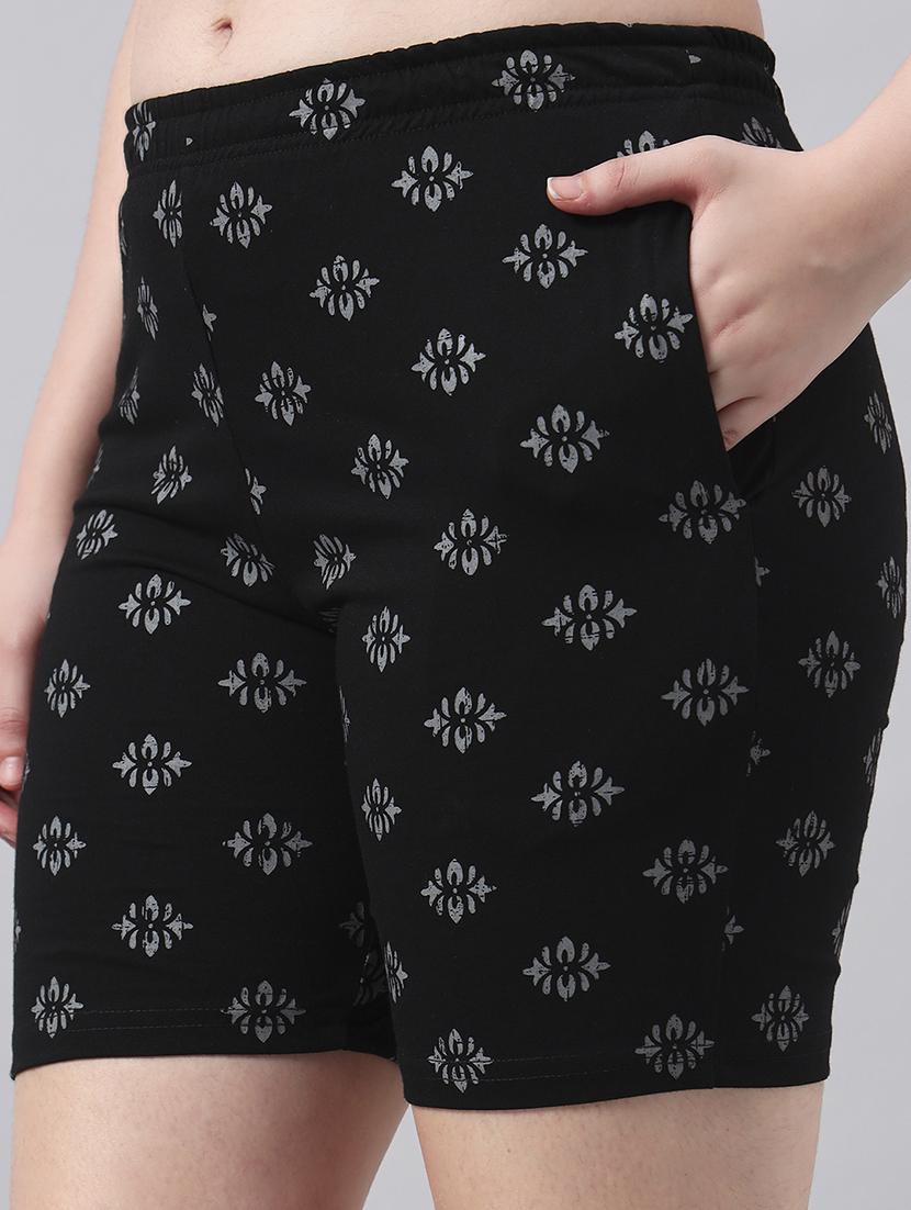 women printed mid rise loung wear shorts - 22022436 - Standard Image - 5