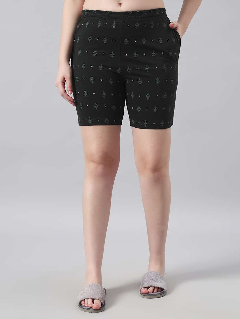 women printed mid rise loung wear shorts
