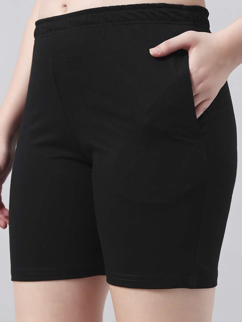 women solid mid rise loung wear shorts - 22022438 -  Standard Image - 5