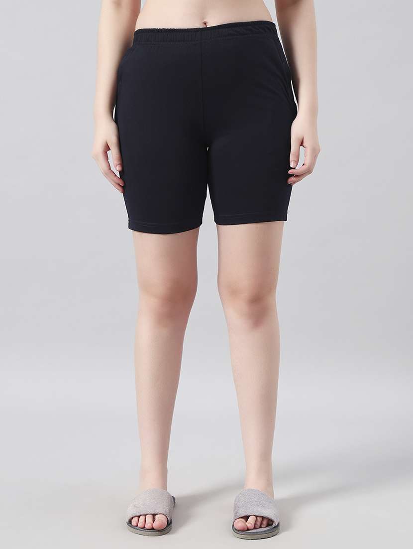 women solid mid rise loung wear shorts