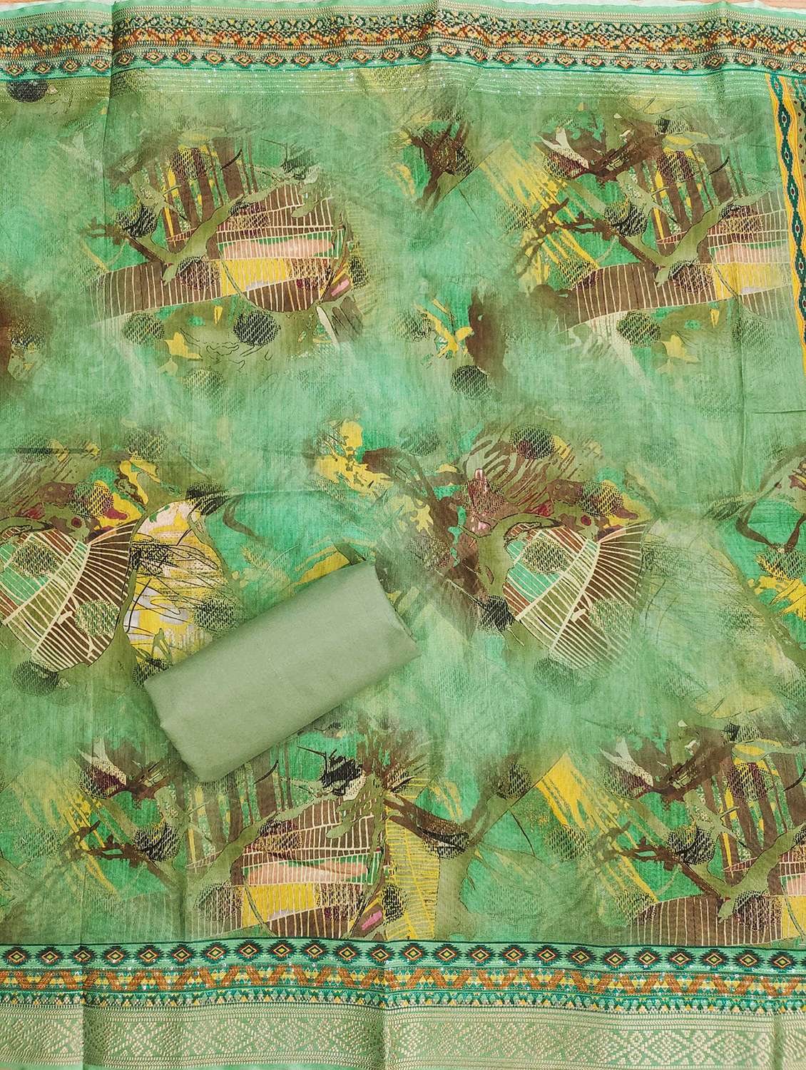 women floral printed embroidered unstitched suit set - 22022448 -  Standard Image - 3