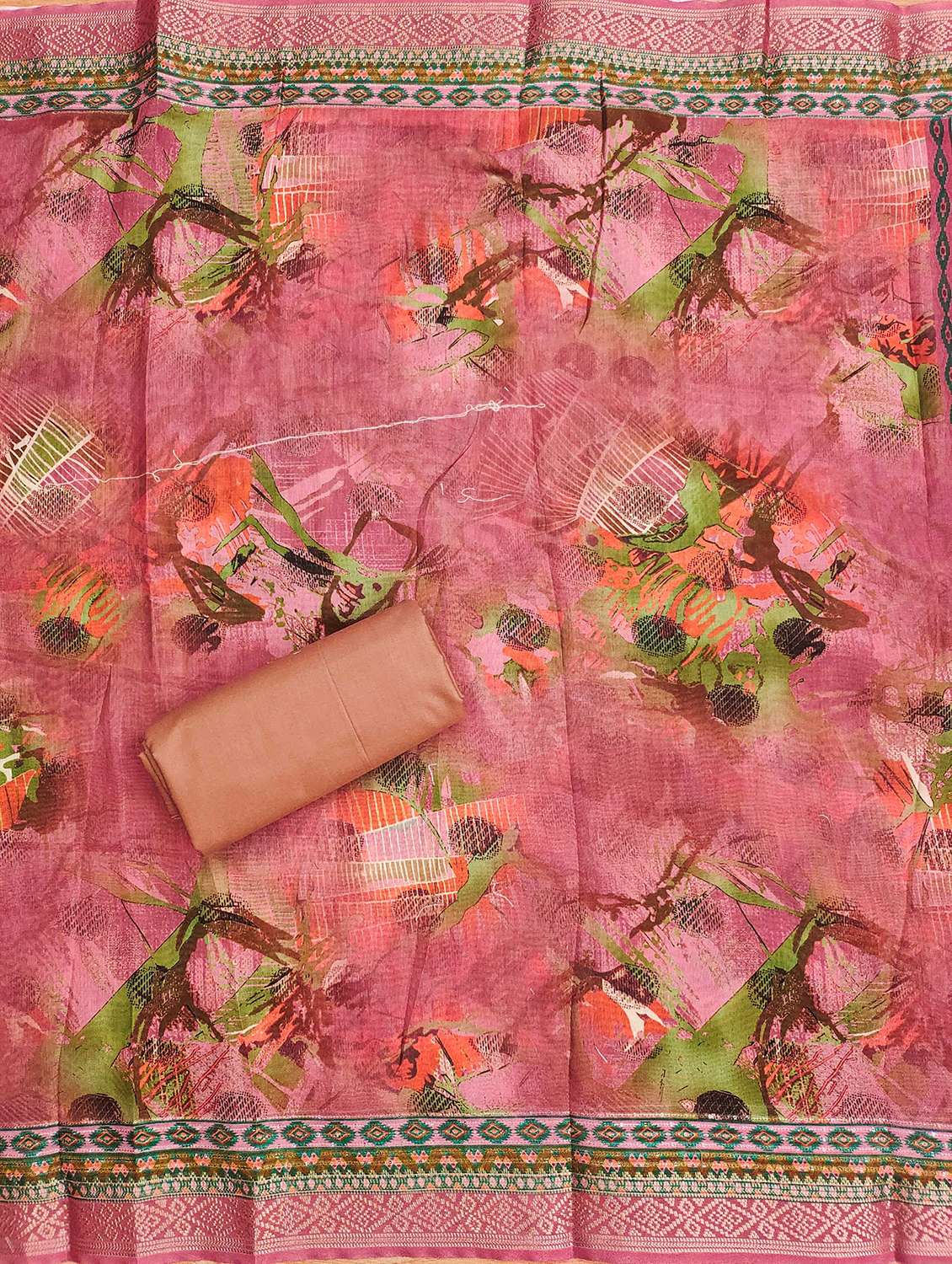 women floral printed embroidered unstitched suit set - 22022449 - Standard Image - 3