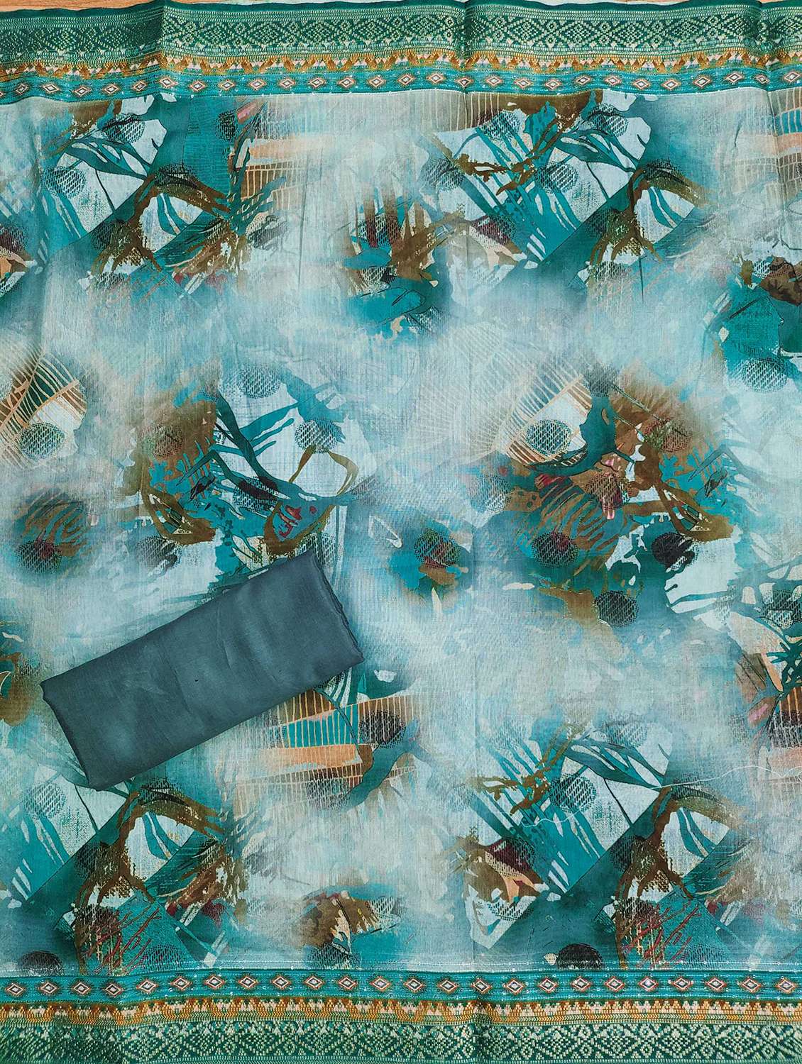 women floral printed embroidered unstitched suit set - 22022450 -  Standard Image - 3