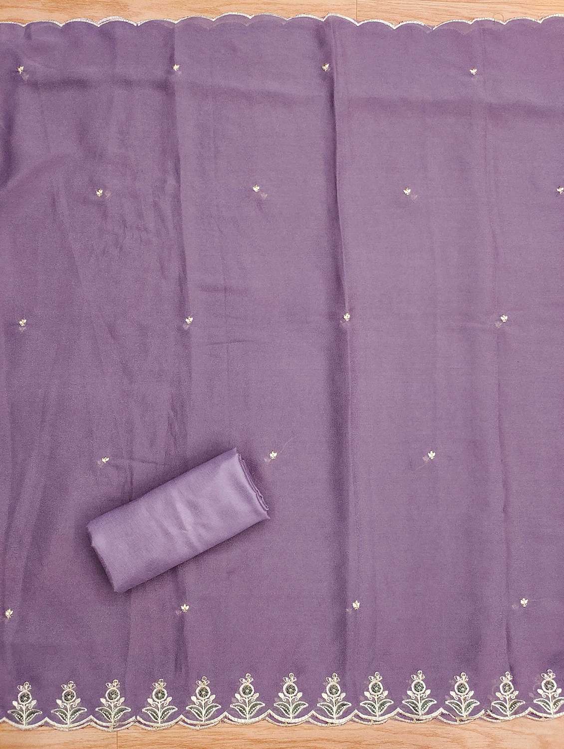 women solid with work embroidered unstitched suit set - 22022454 -  Standard Image - 3