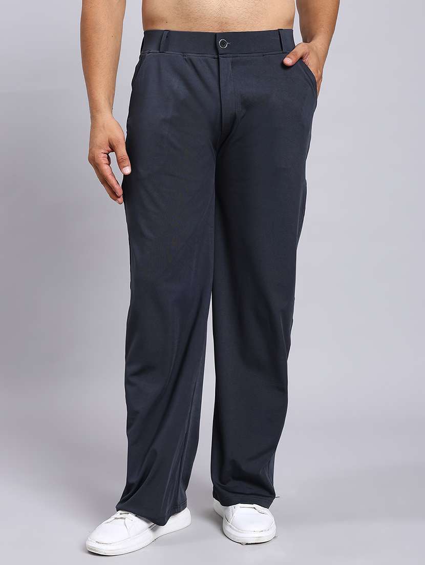 men solid mid rise loose fit chinos 