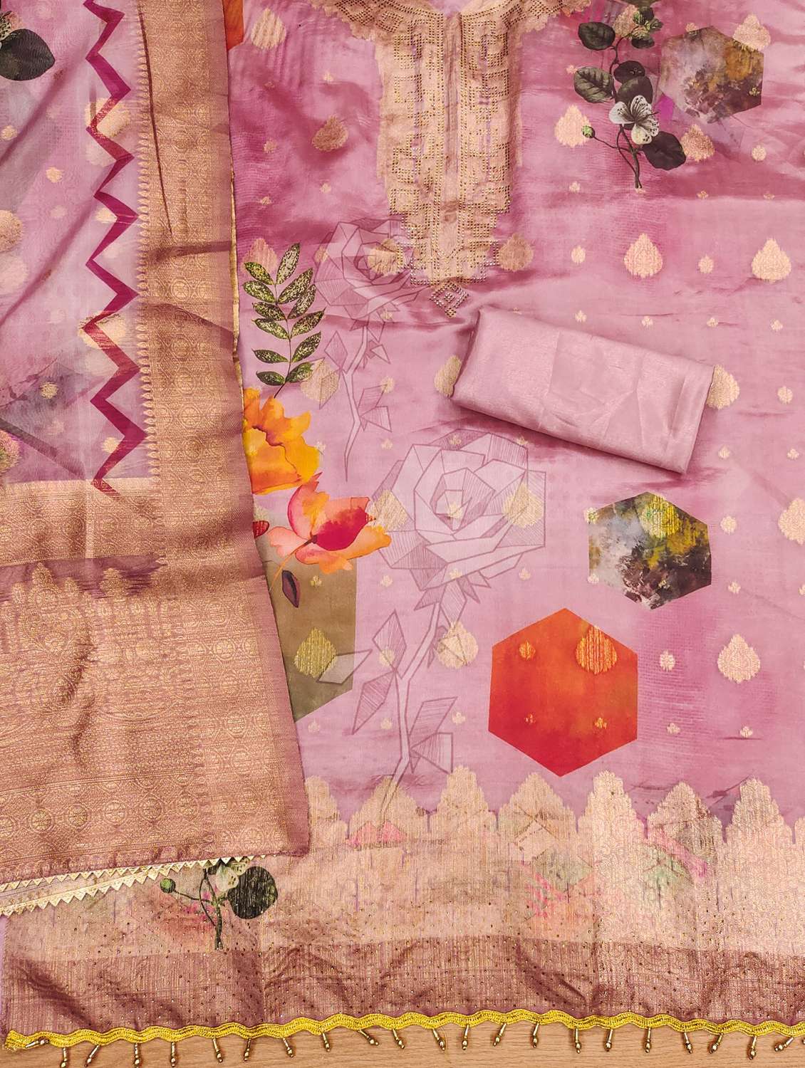 women self design embellished unstitched suit set - 22022524 -  Standard Image - 3