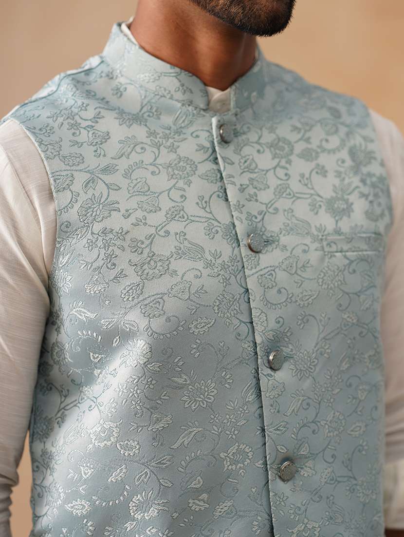 men self designed mandarin collar nehru jacket - 22022542 -  Standard Image - 5