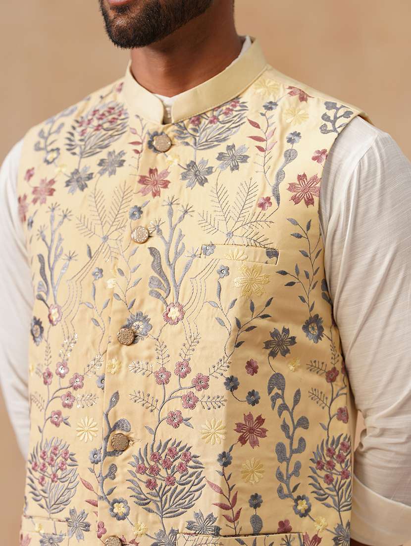 men embroidered mandarin collar nehru jacket - 22022545 -  Standard Image - 5