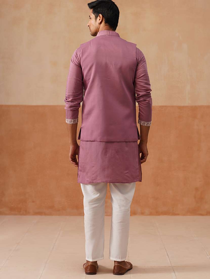 men embroidered mandarin collar nehru jacket - 22022551 -  Standard Image - 3