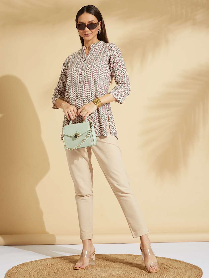 women printed three quarter sleeve straight kurti - 22022559 - Standard Image - 5