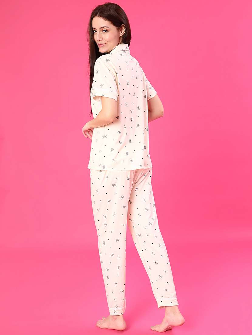 women printed short sleeve pyjama set nightwear - 22022689 -  Standard Image - 3