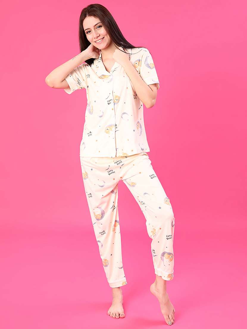 women printed short sleeve pyjama set nightwear - 22022692 -  Zoom Image - 0
