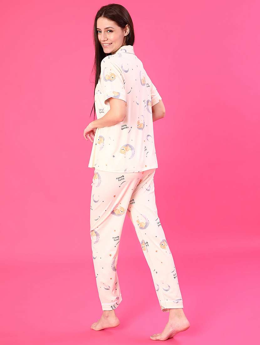 women printed short sleeve pyjama set nightwear - 22022692 -  Standard Image - 3