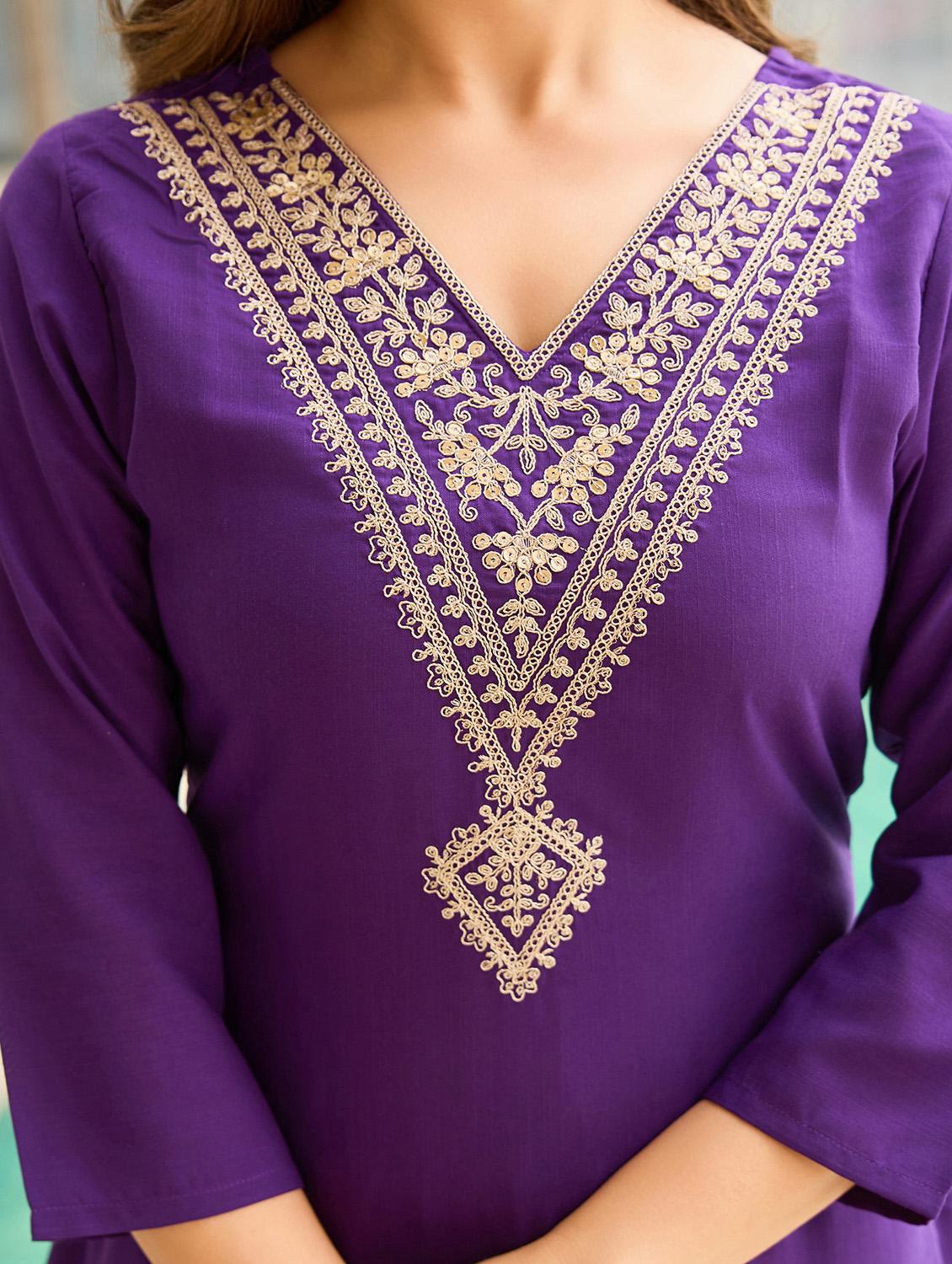 women embroidered three quarter sleeve kurta pant with dupatta set - 22022734 - Standard Image - 5