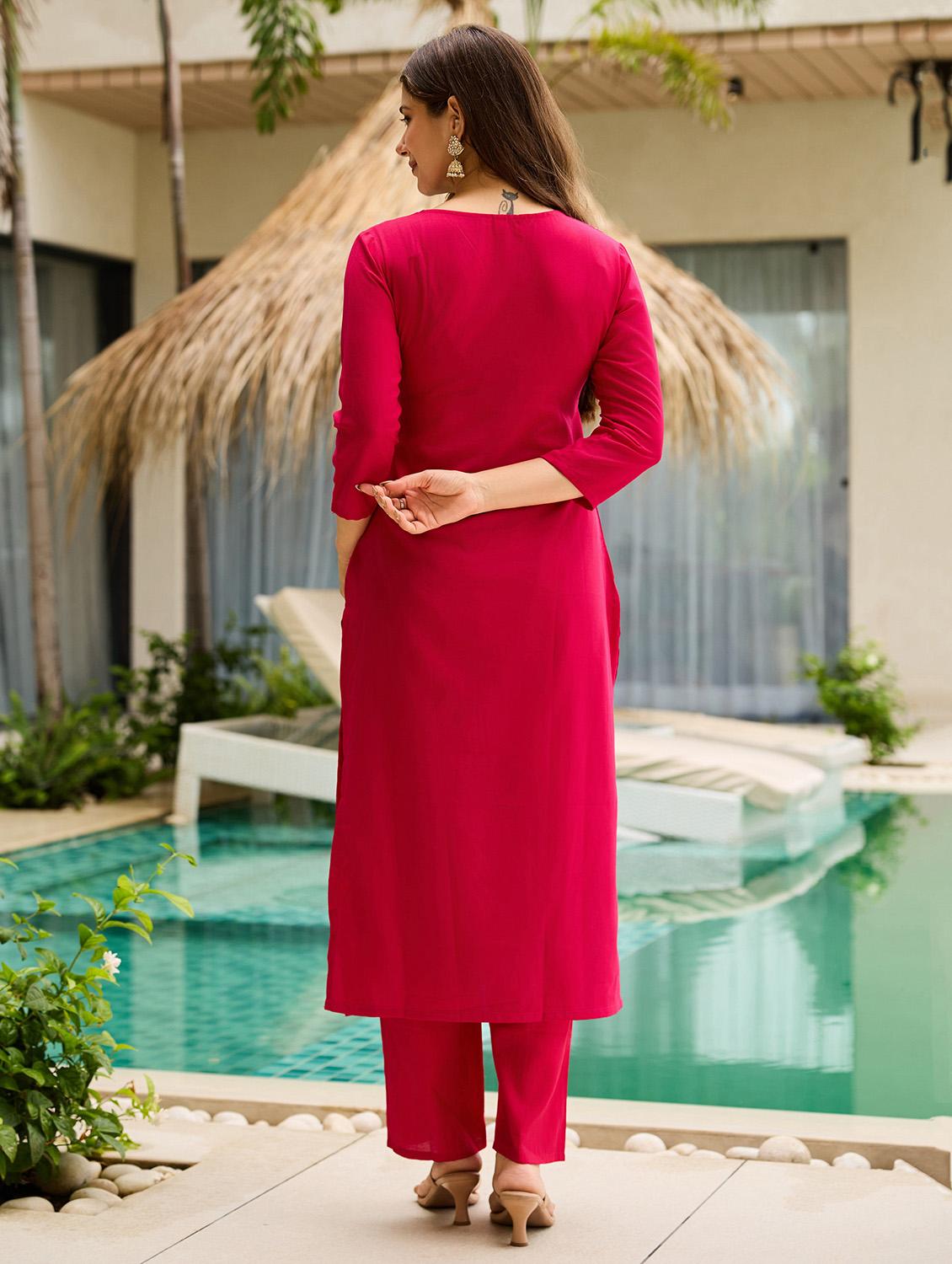 women embroidered three quarter sleeve kurta pant with dupatta set - 22022736 - Standard Image - 3