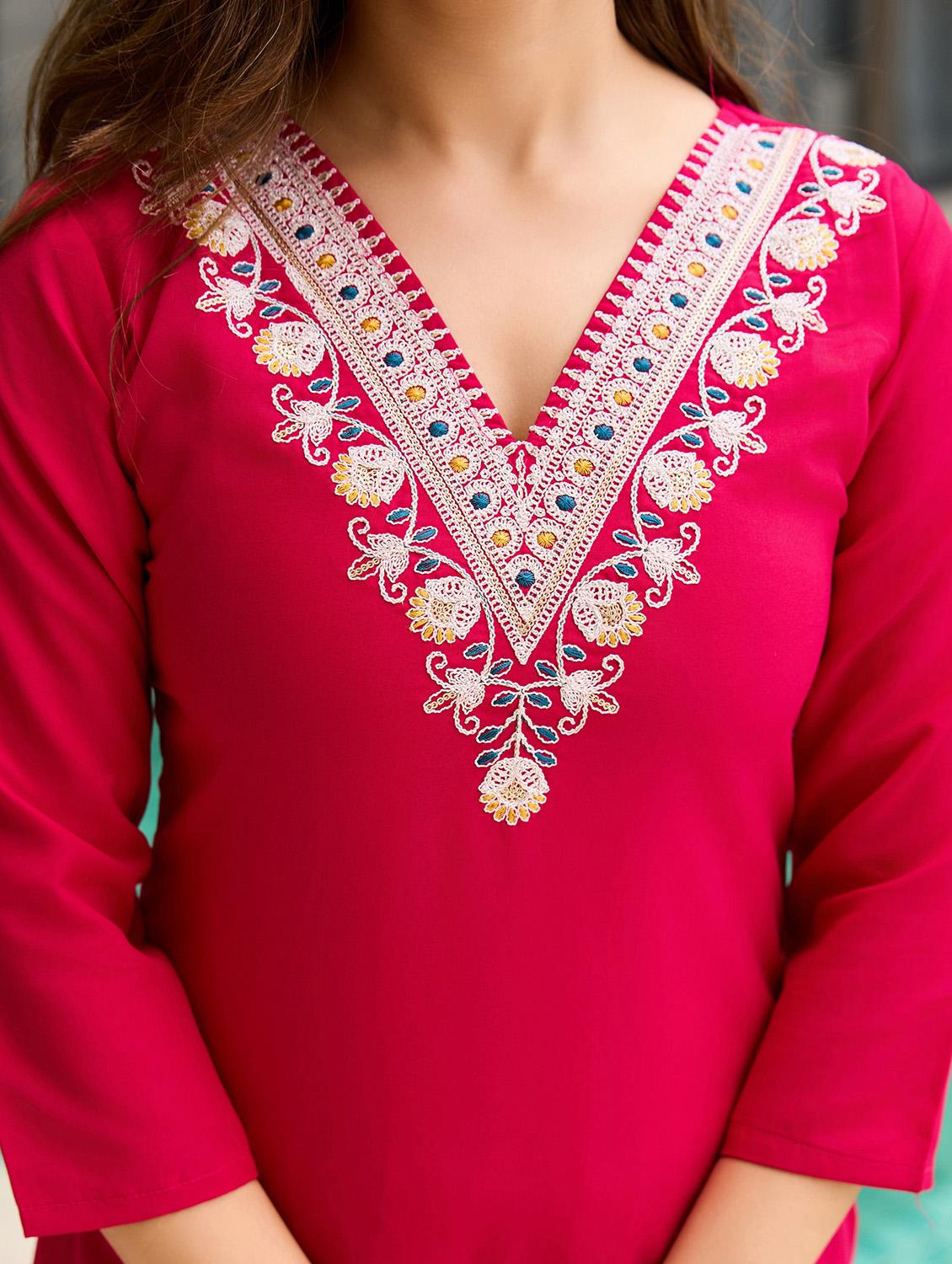 women embroidered three quarter sleeve kurta pant with dupatta set - 22022736 - Standard Image - 5