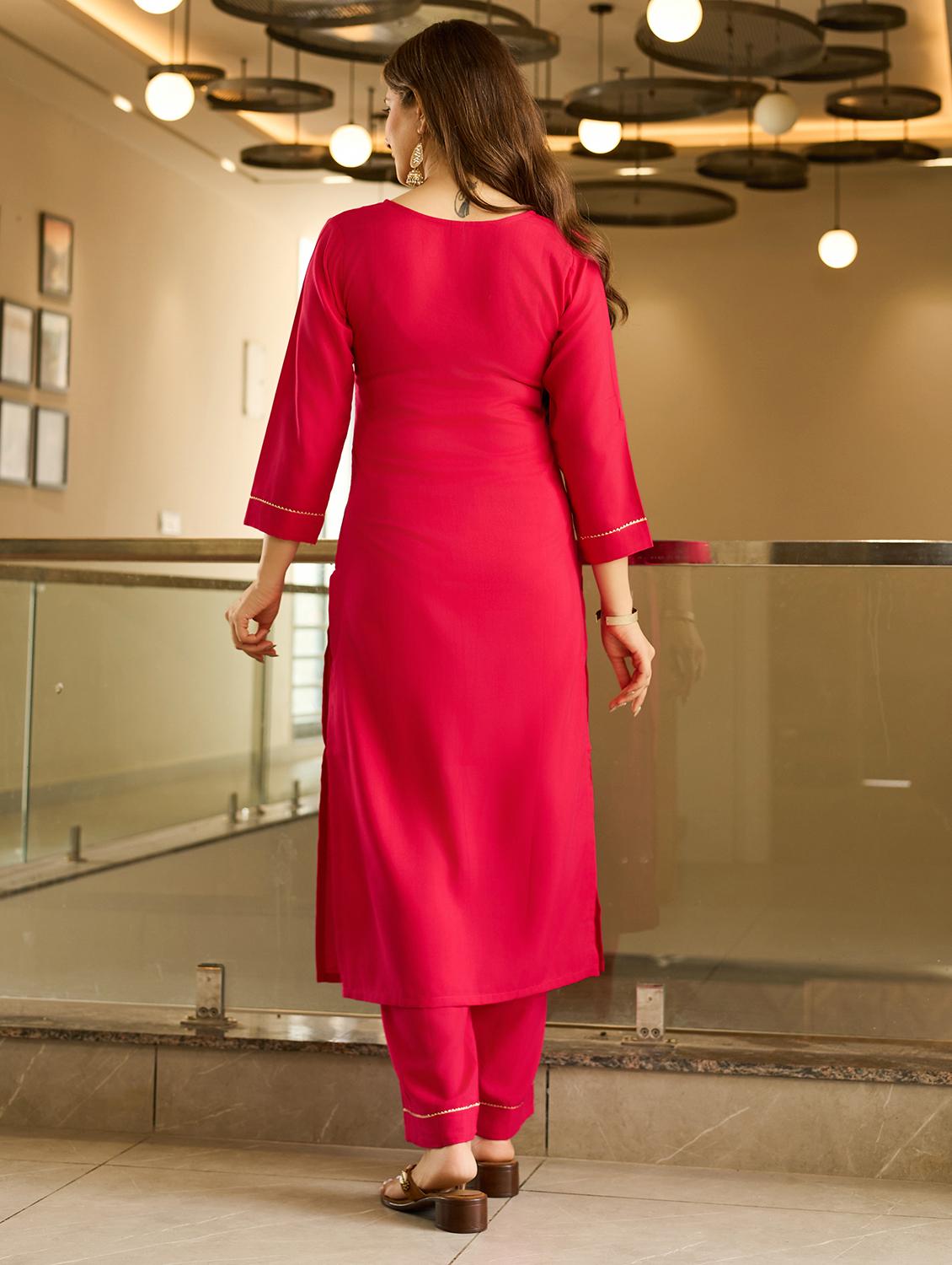 women embroidered three quarter sleeve kurta pant with dupatta set - 22022737 - Standard Image - 3