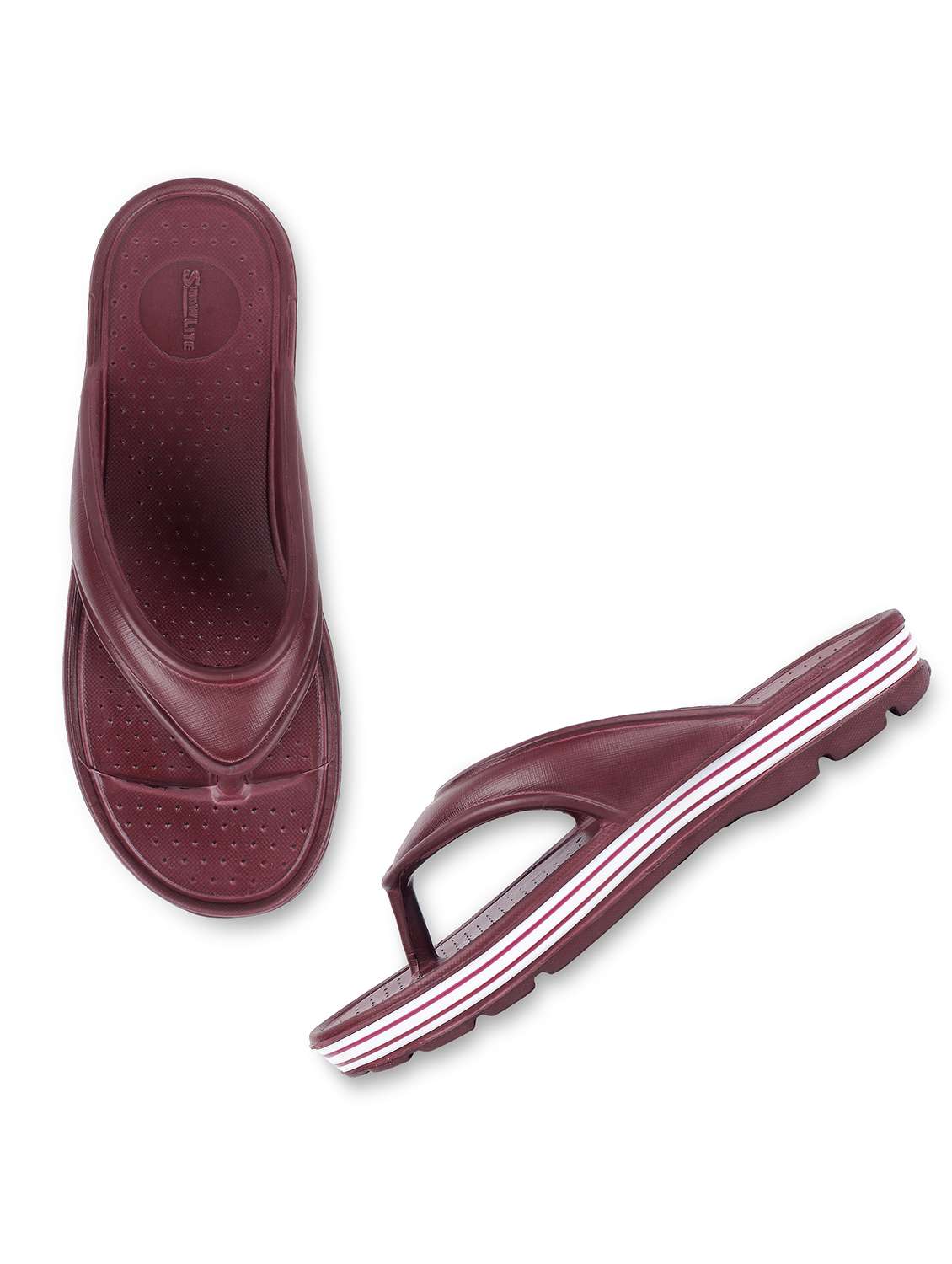 women solid maroon flip flop - 22023427 -  Standard Image - 3