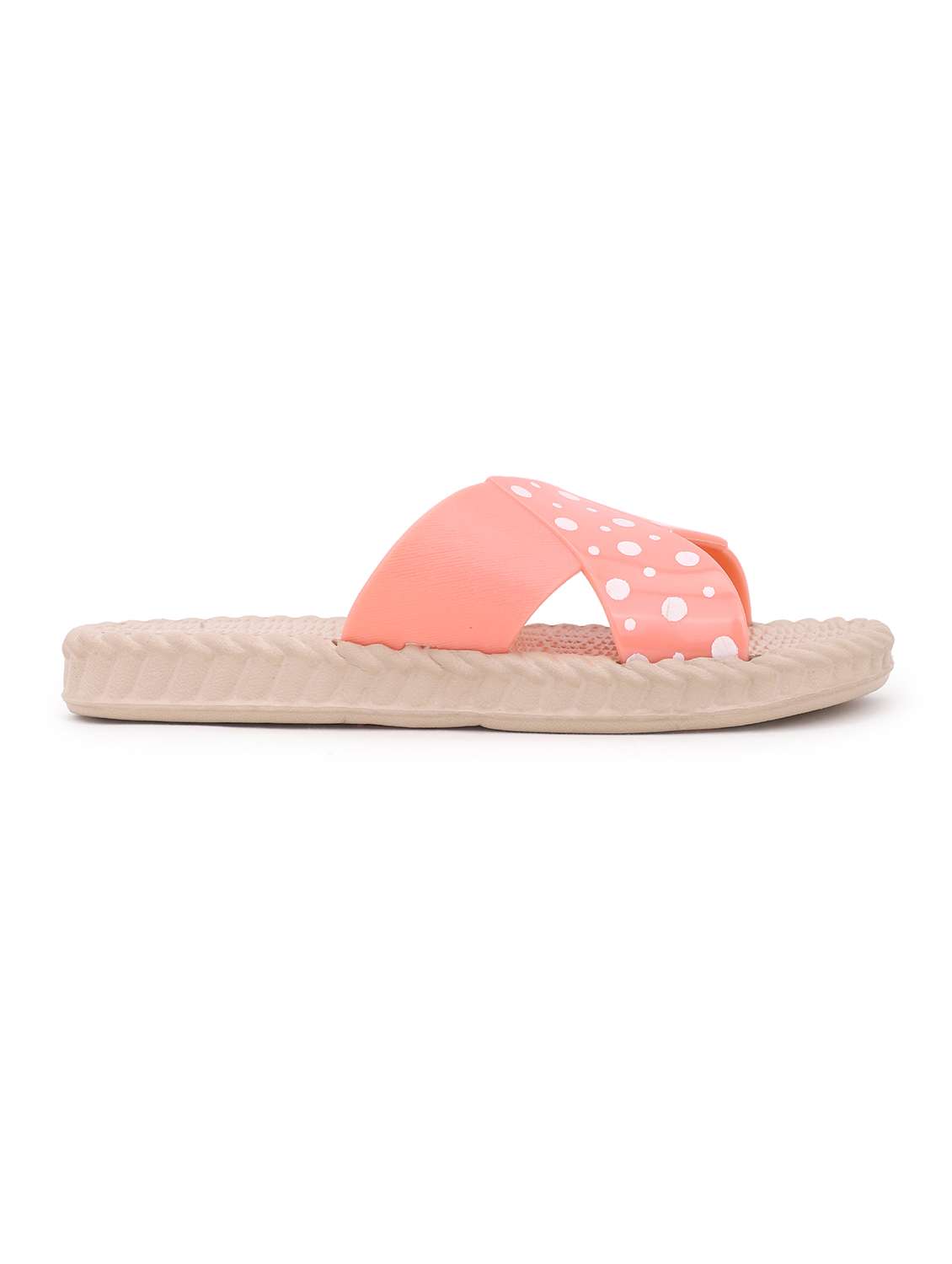 women peach polka doted slides  - 22023437 -  Standard Image - 3