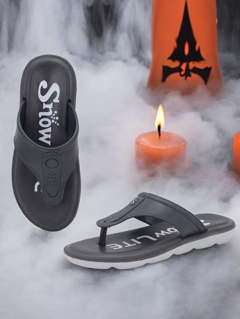 men grey slip on flip flop