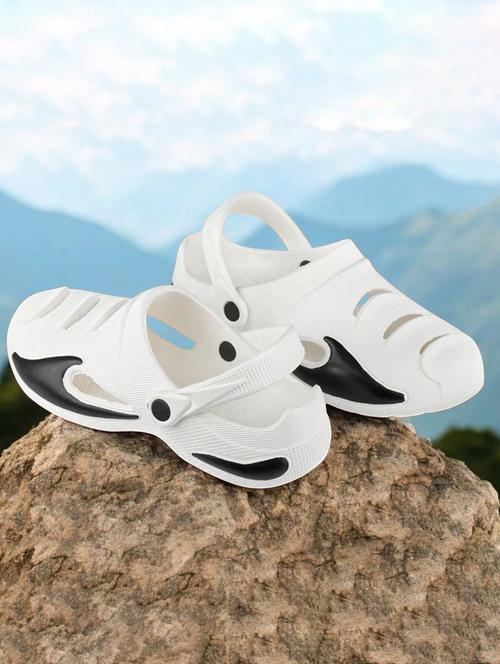 men's round toe white solid clogs - 22023984 - Standard Image - 0
