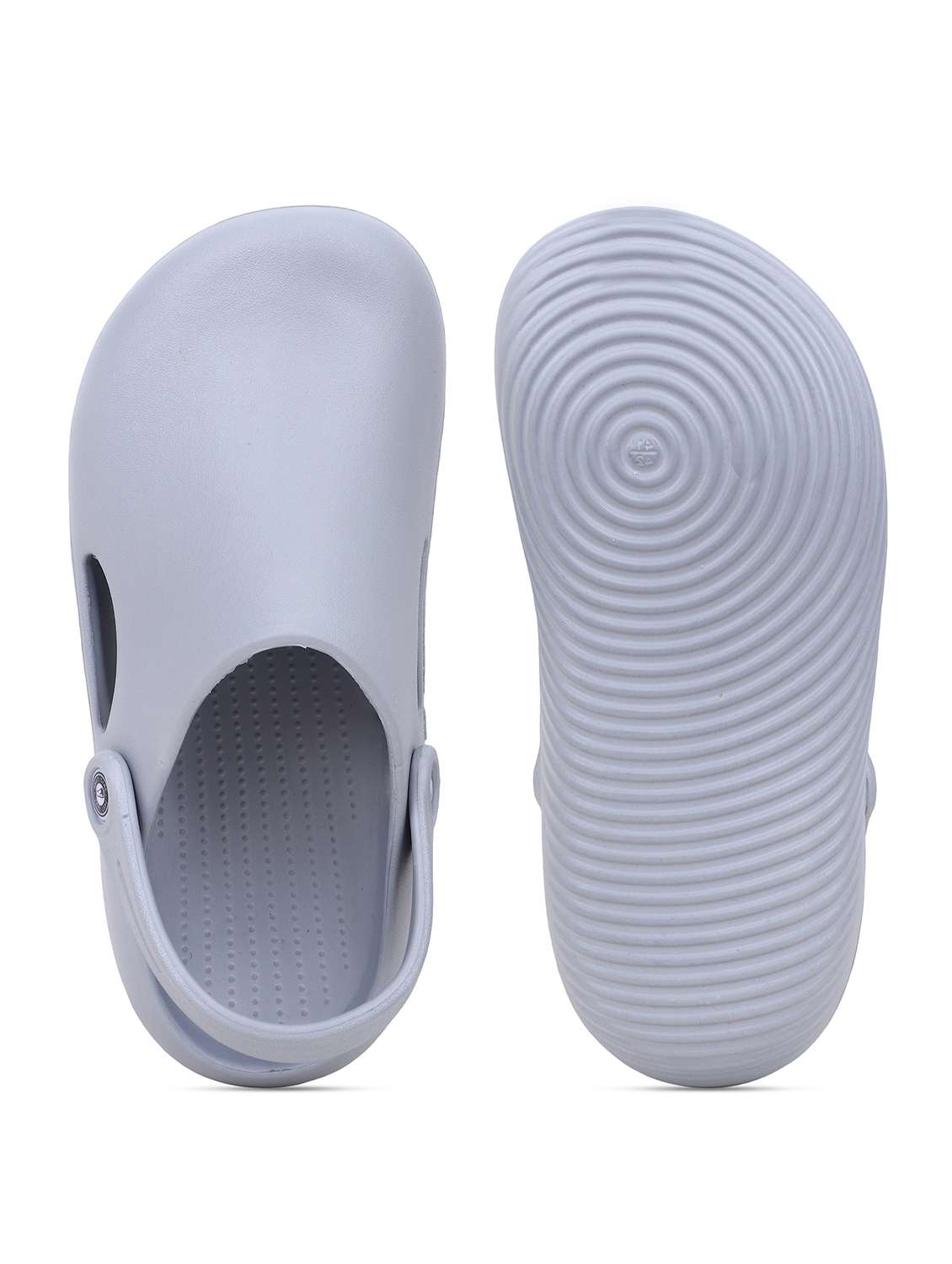 men's grey solid slip on clogs - 22023989 -  Standard Image - 5