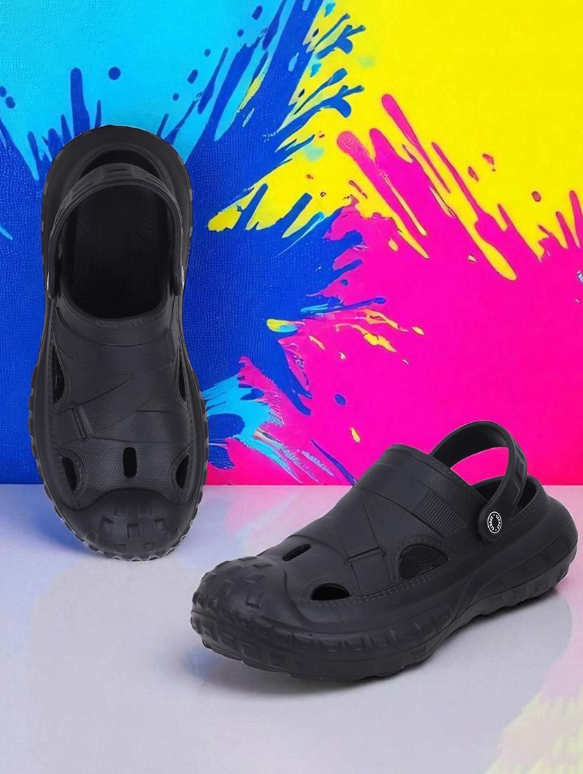 men's black solid rubber slip-on clogs - 22023994 -  Zoom Image - 0