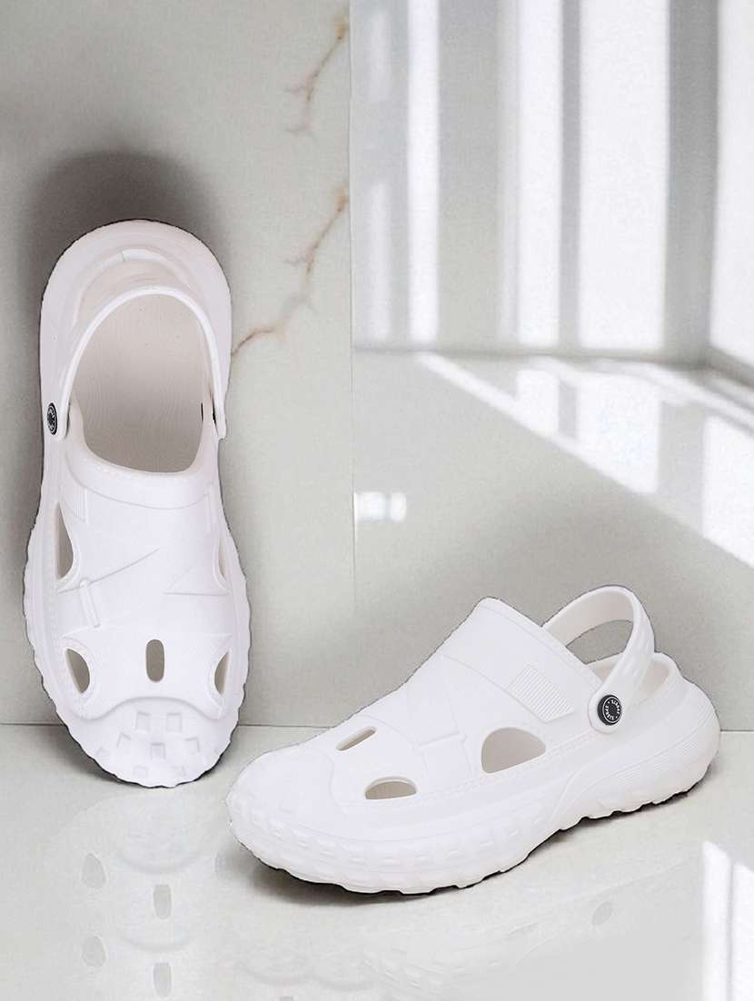 men's comfortable white solid casual clogs - 22023996 -  Zoom Image - 0
