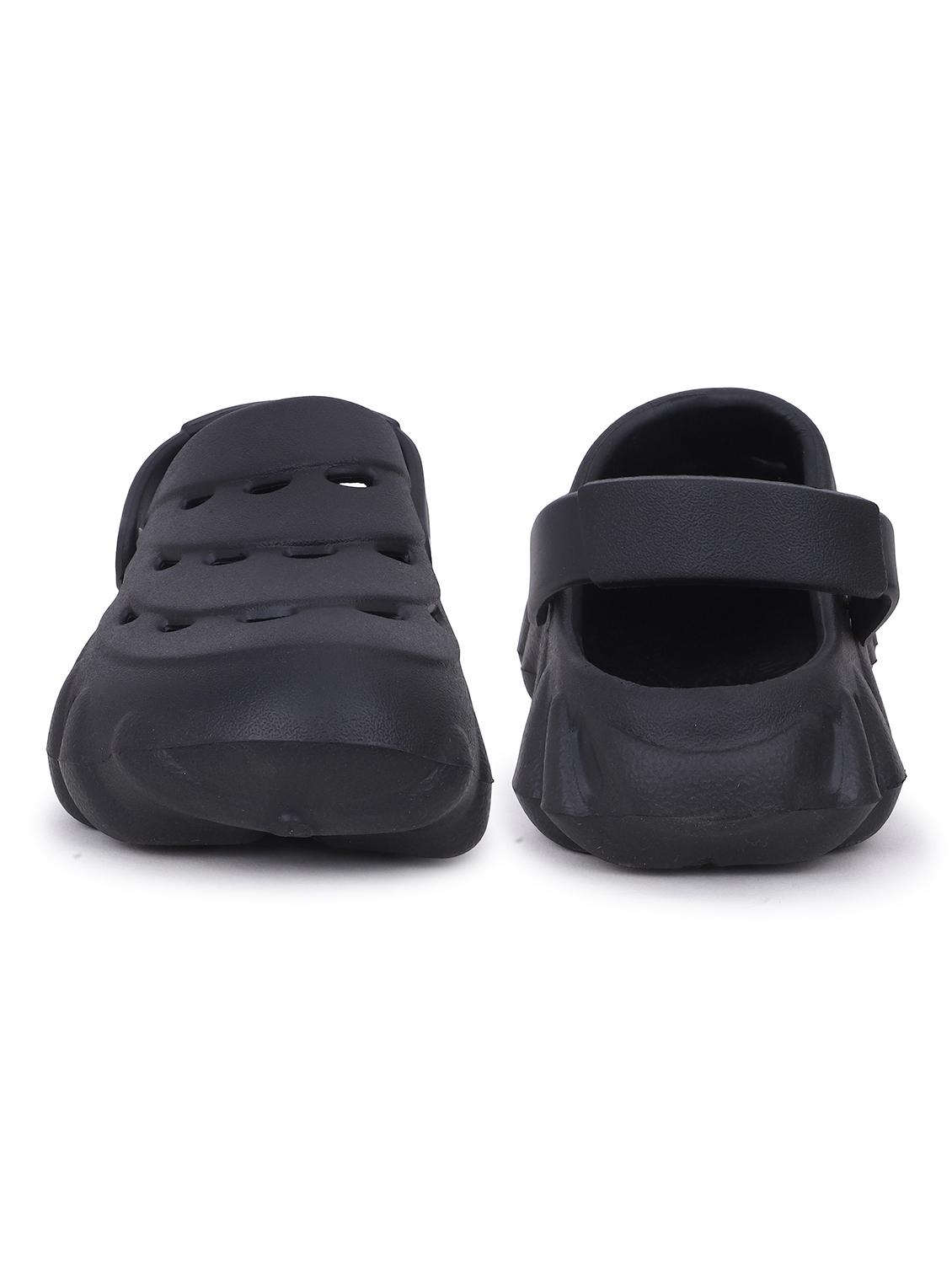 men's solid black casual slip-on clogs - 22023997 - Standard Image - 3