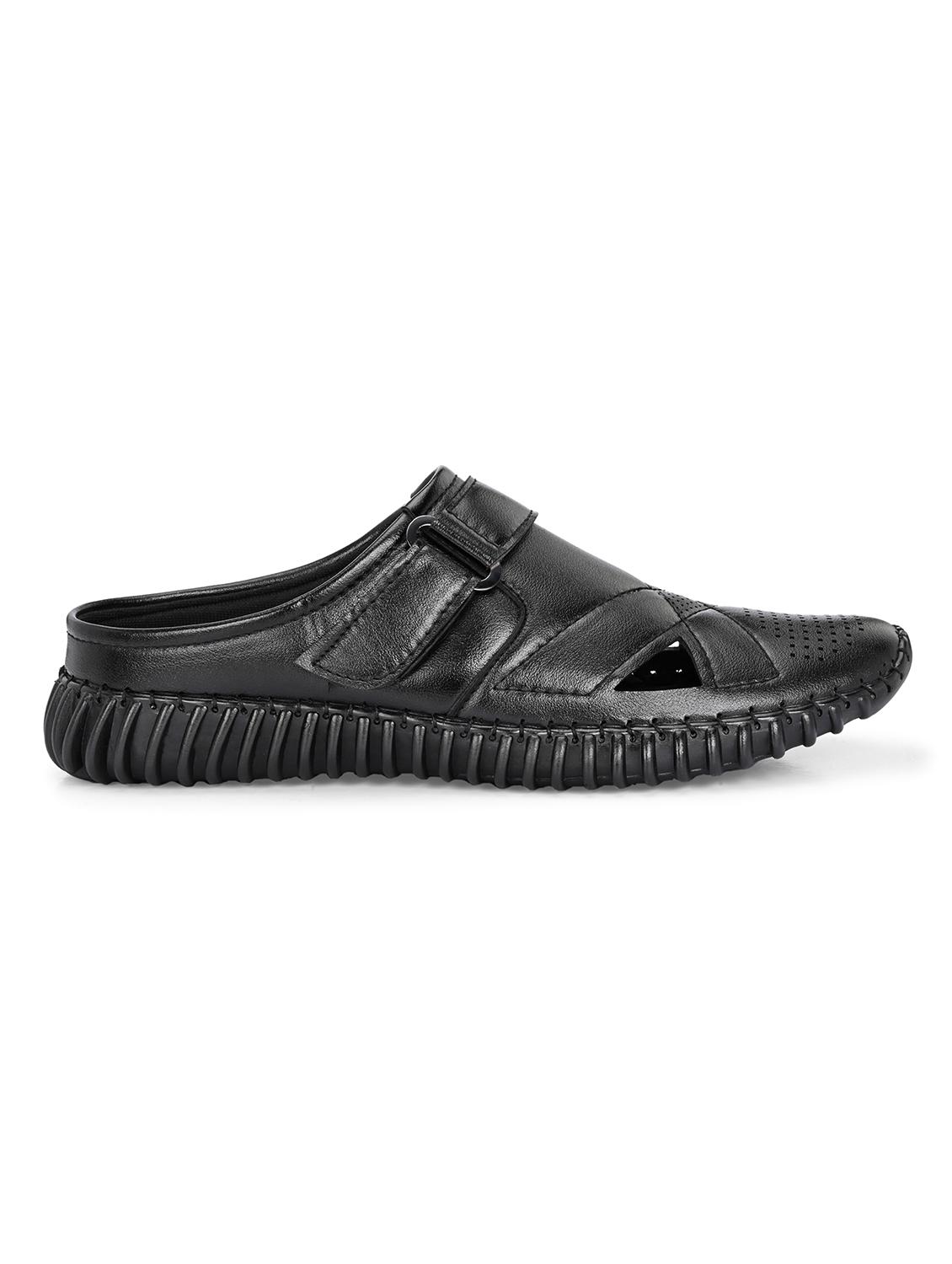 men solid black slip on mule - 22024658 - Standard Image - 3