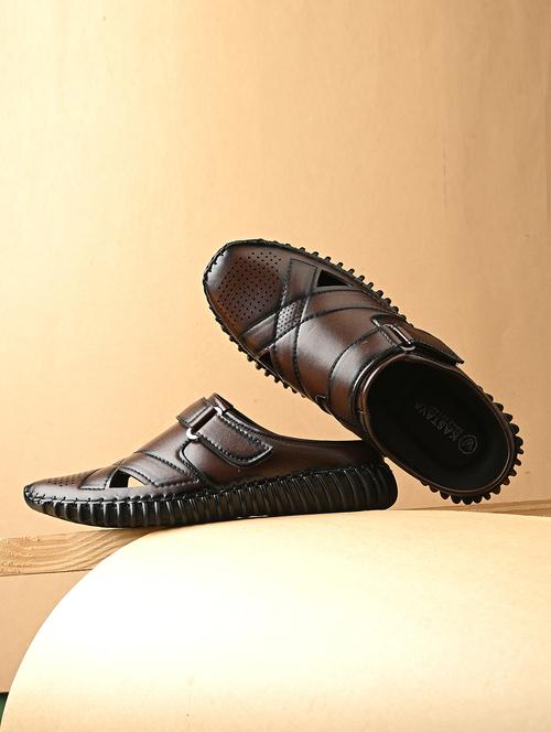 men solid brown slip on mule - 22024659 - Standard Image - 0