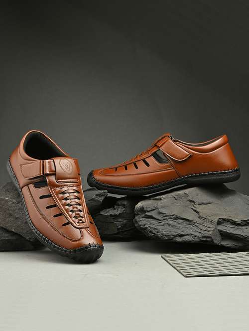 tmen solid brown slip on sandal - 22024662 -  Standard Image - 0