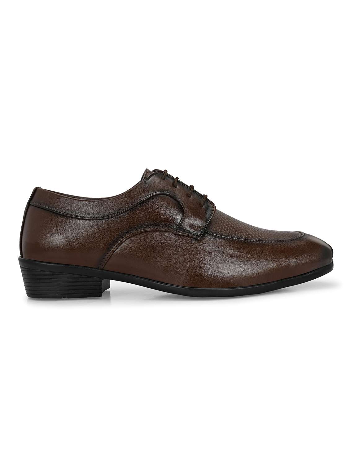 men solid brown lace-up derby - 22024666 -  Standard Image - 3