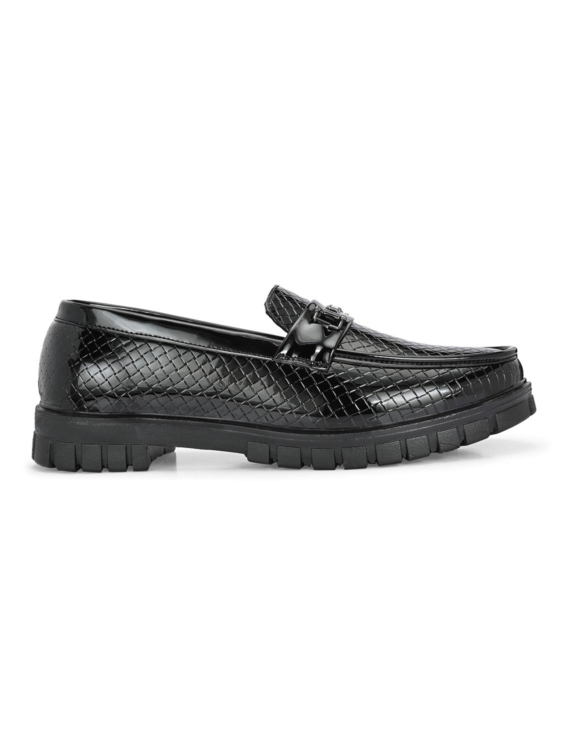 men solid black slip on horsebit loafer - 22024667 - Standard Image - 3