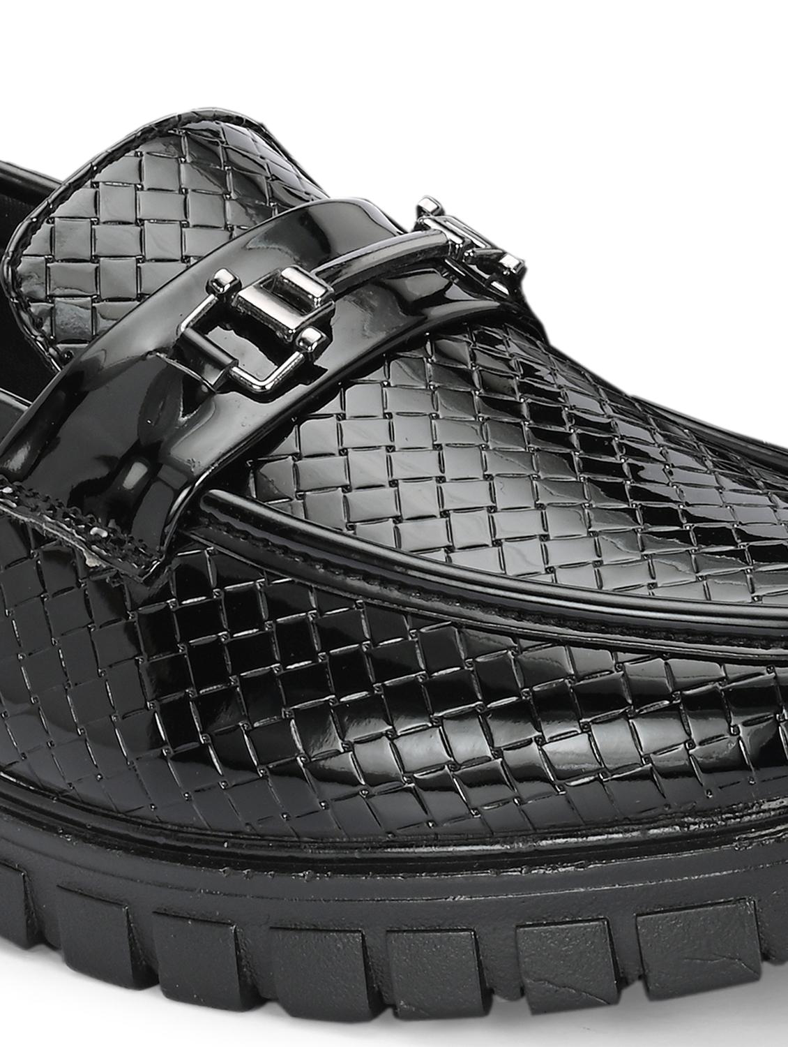 men solid black slip on horsebit loafer - 22024667 - Standard Image - 5