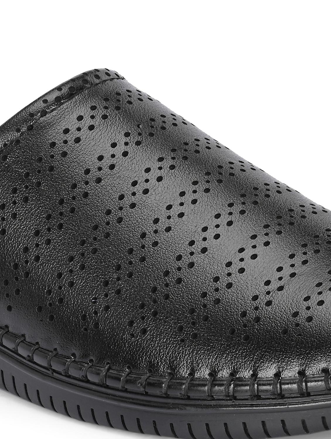 men solid black slip on mule - 22024669 - Standard Image - 5