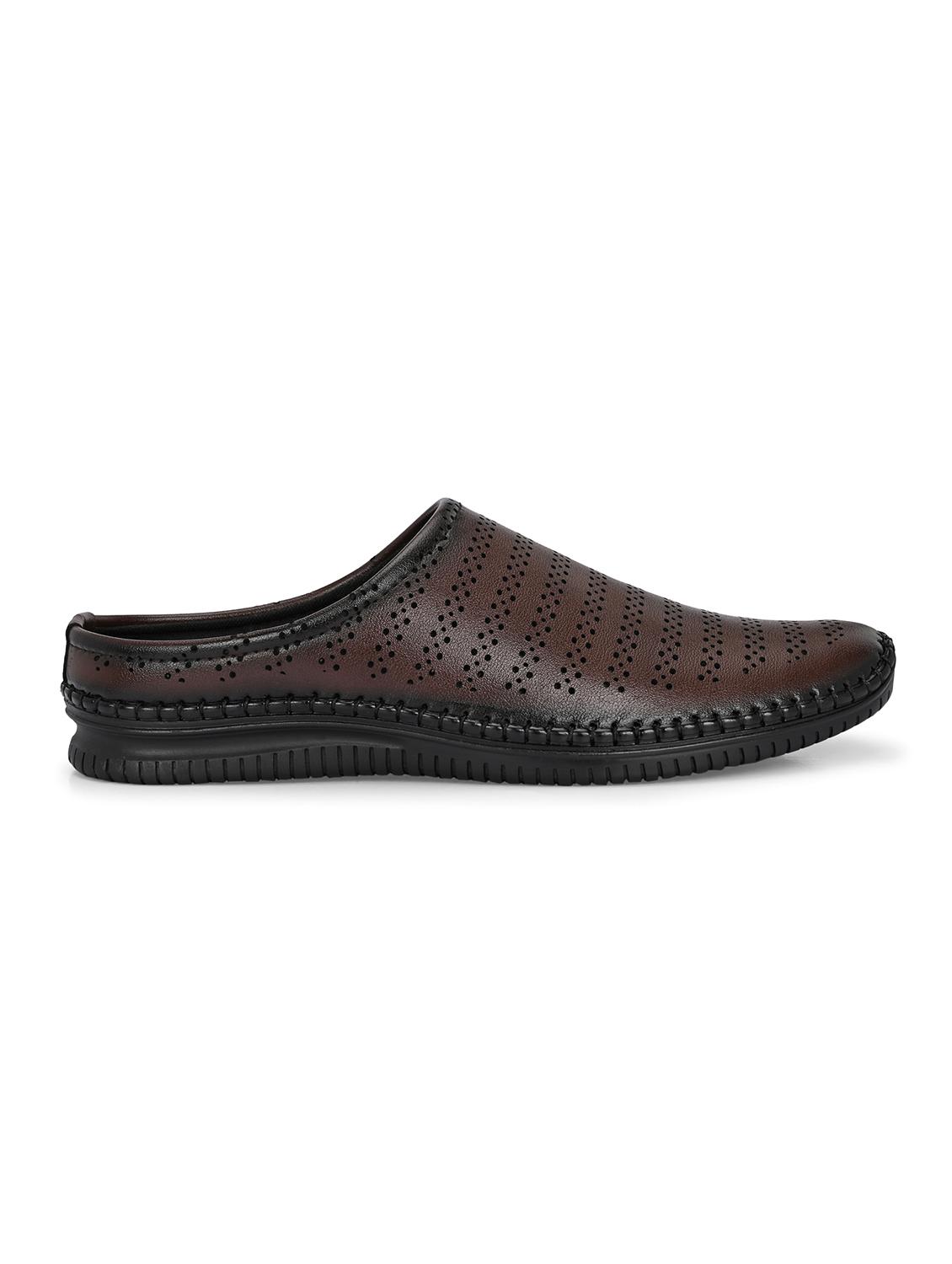 men solid brown slip on mule - 22024670 - Standard Image - 3