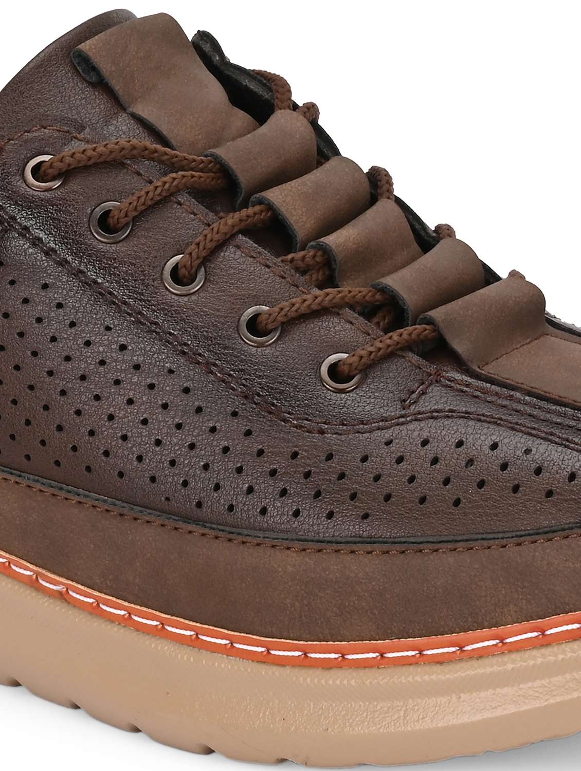 men solid brown lace up sneaker - 22024672 -  Standard Image - 5