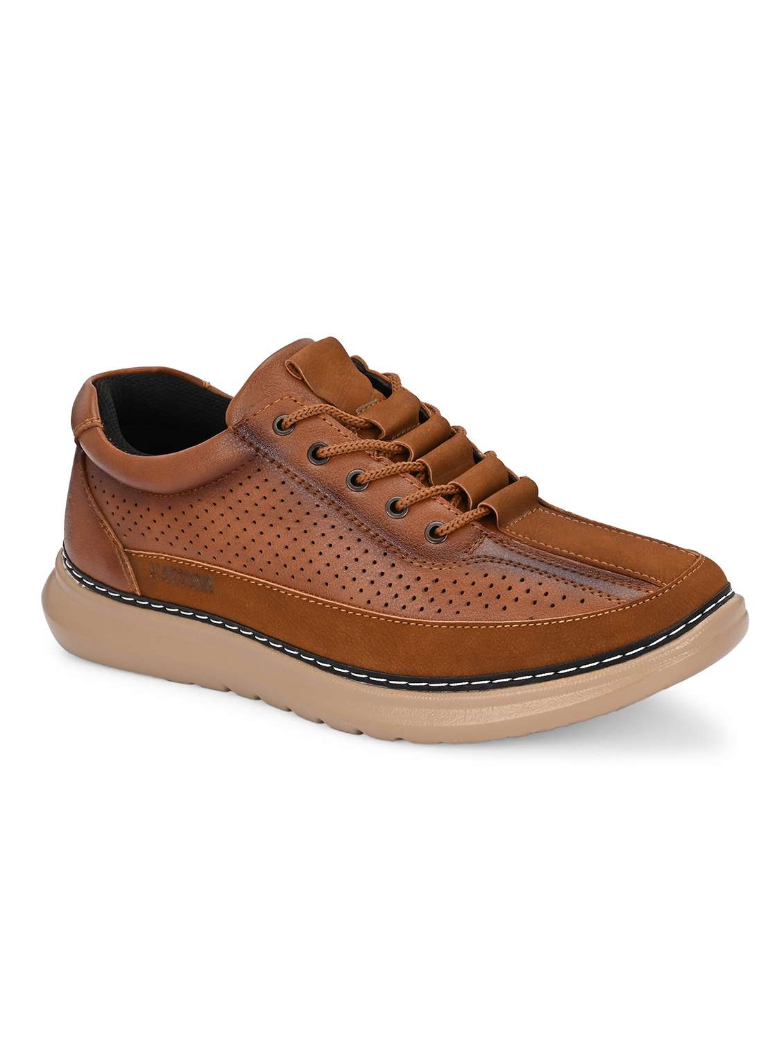 men solid tan lace up sneaker - 22024673 -  Standard Image - 3