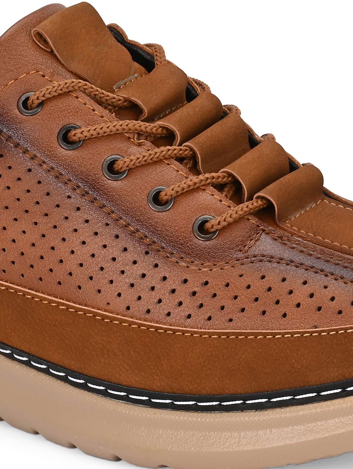men solid tan lace up sneaker - 22024673 -  Standard Image - 5