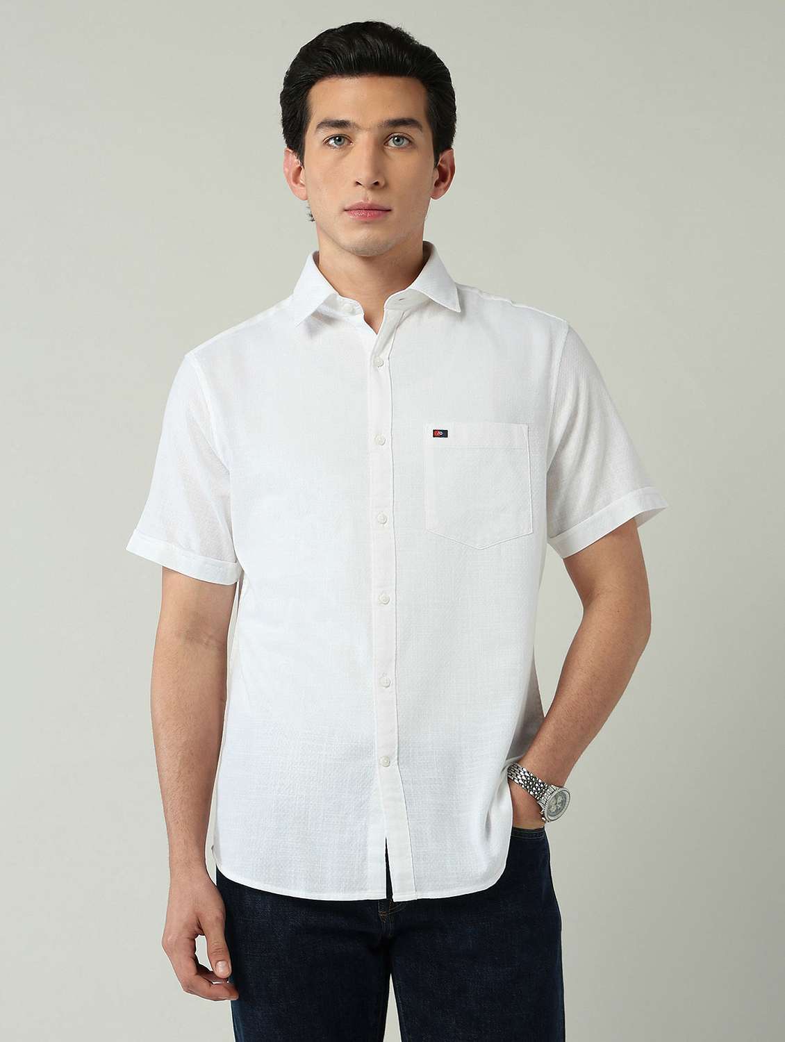 men solid short sleeve regular fit casual shirt