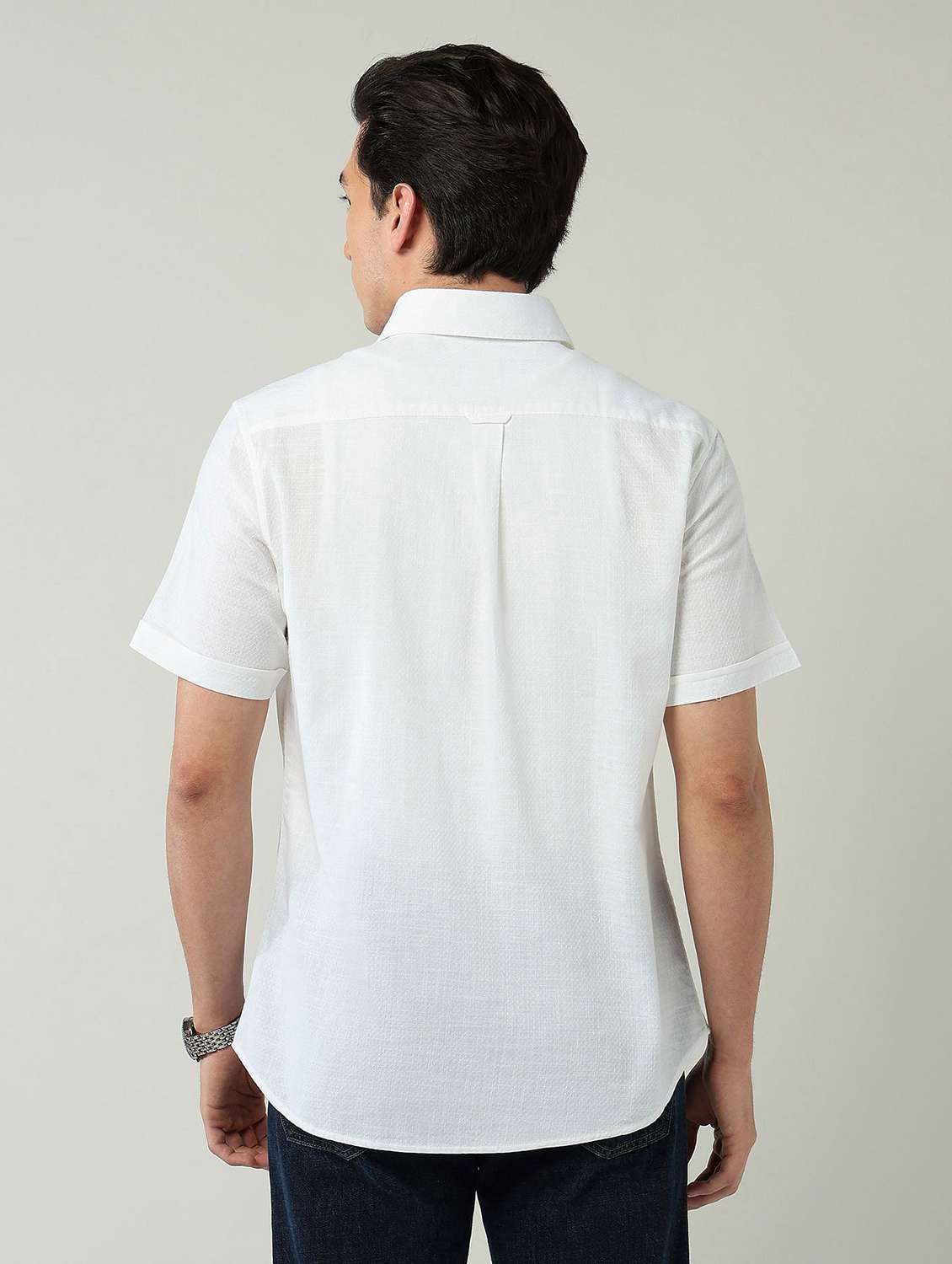 men solid short sleeve regular fit casual shirt - 22024837 -  Standard Image - 3