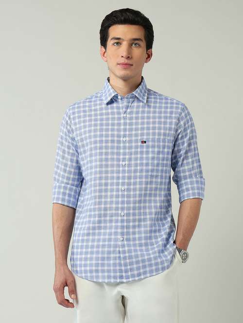men checkered long sleeve slim fit casual shirt - 22024839 -  Standard Image - 0