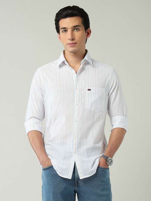 men striped long sleeve slim fit casual shirt - 22024844 -  Standard Image - 0