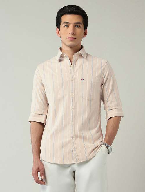men striped long sleeve slim fit casual shirt - 22024845 -  Standard Image - 0