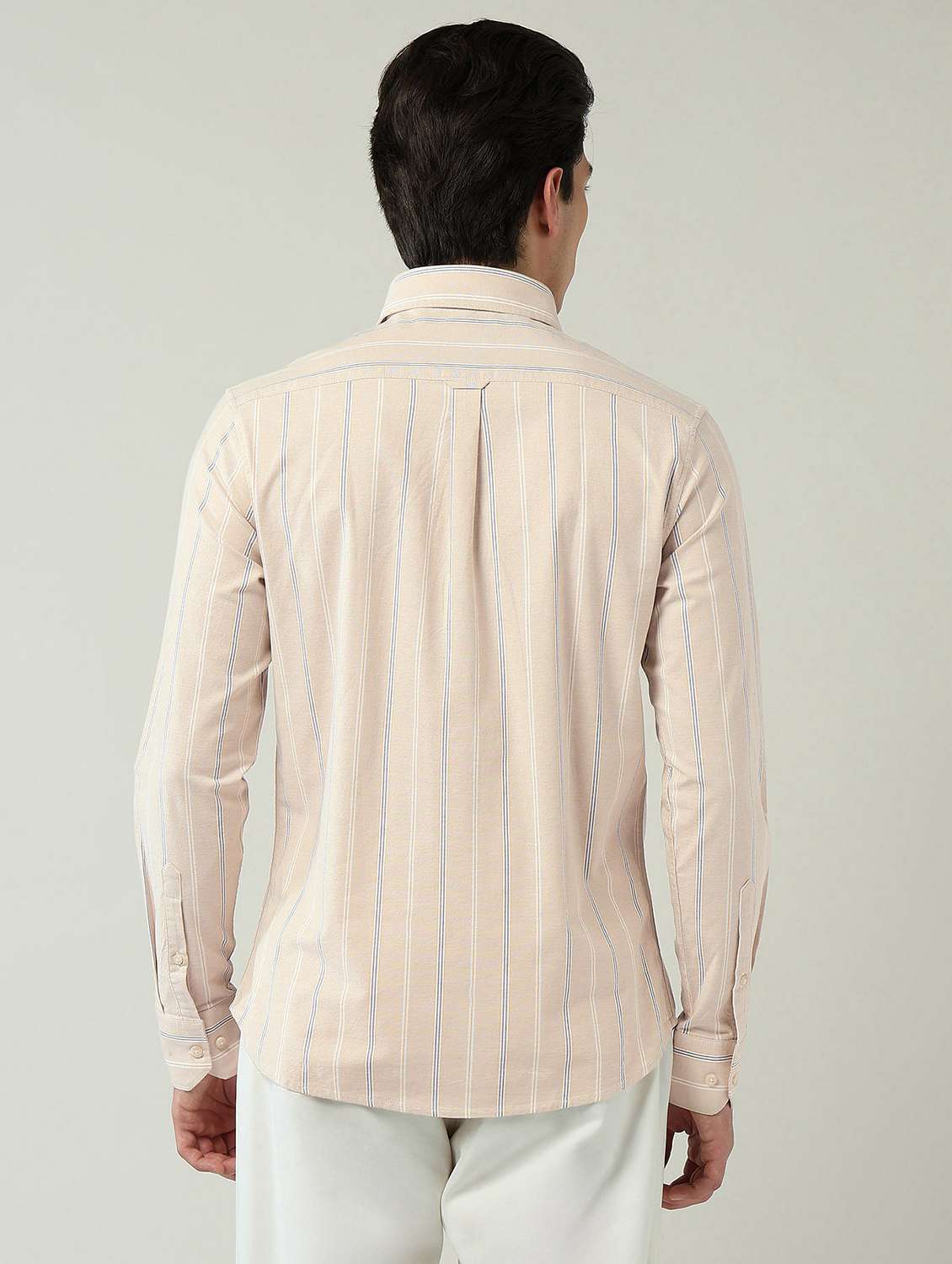men striped long sleeve slim fit casual shirt - 22024845 -  Standard Image - 3