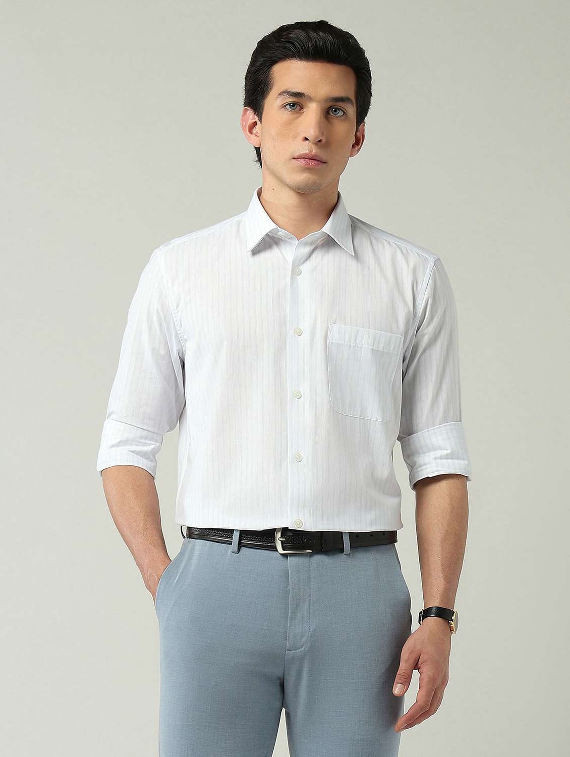 men striped long sleeve regular fit formal shirt - 22024846 -  Zoom Image - 0