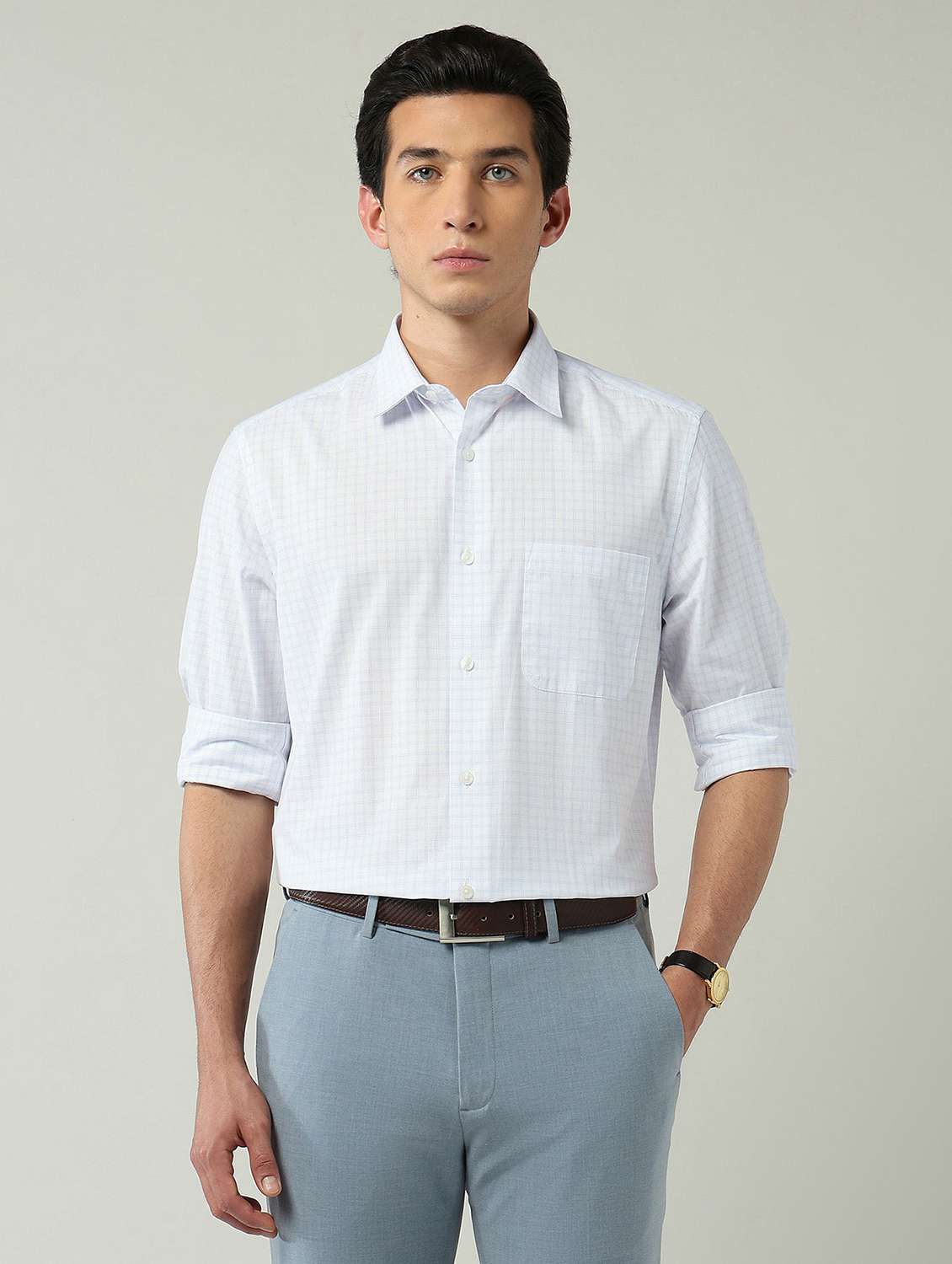 men checkered long sleeve regular fit formal shirt - 22024847 -  Zoom Image - 0