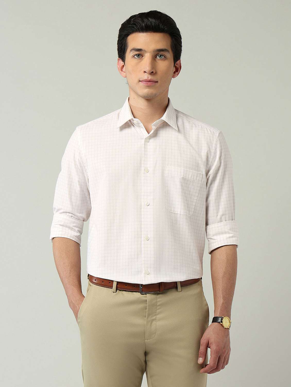 men checkered long sleeve regular fit formal shirt - 22024848 -  Standard Image - 3