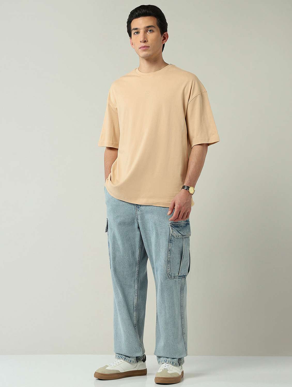 men solid short sleeve oversized t-shirt - 22024853 -  Standard Image - 3